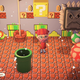 A screenshot of a Mario-themed Animal Crossing New Horizons room covered in sparkles.